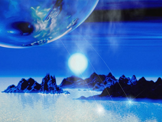 Blue planet mountains water background free wallpaper - medium preview image