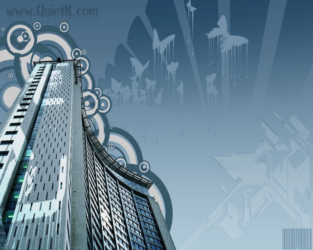Tall building blue sky swirly free wallpaper - medium preview image