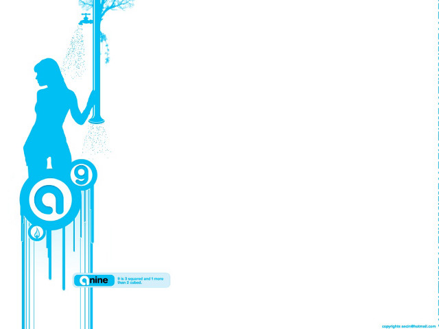 Woman streetlight tree blue border free wallpaper - medium preview image