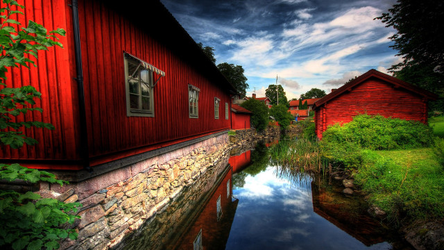 Red bridge river forest torii free wallpaper - medium preview image