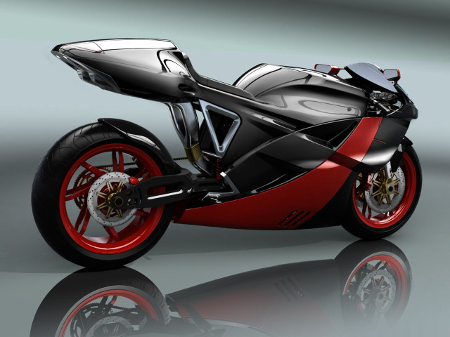 Red black motorcycle reflection surface free wallpaper - medium preview image