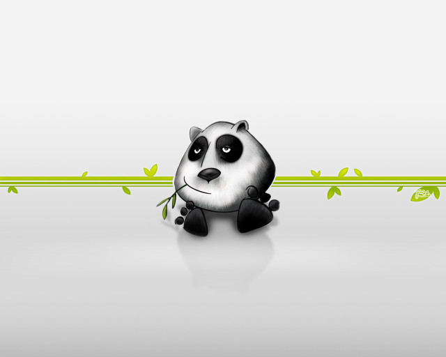 Panda white floor green leaves free wallpaper - medium preview image
