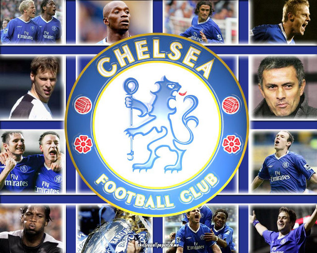 Chelsea collage blue white 1980s free wallpaper for desktop - medium preview image