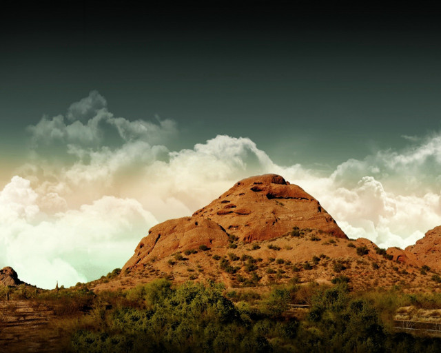 Mountain clouds sky trees foreground #4 free wallpaper - medium preview image