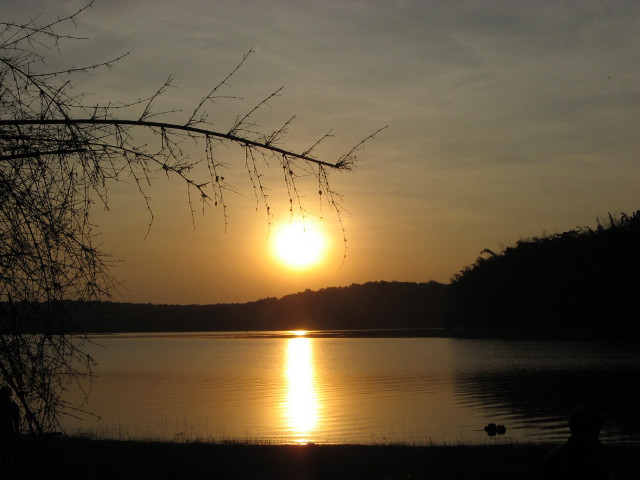 Sunset lake bench person tree #2 free wallpaper - medium preview image