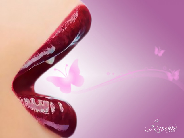 Woman lips butterfly on lip #2 free wallpaper - medium preview image