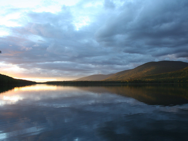 Lake mountain clouds trees shore #2 free wallpaper - medium preview image