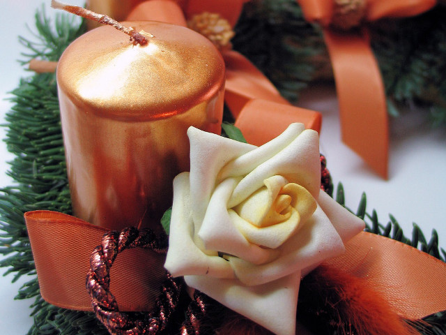 Rose candle wreath ribbon pine #4 free wallpaper - medium preview image