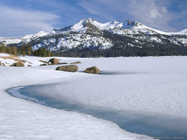 Snow covered mountain range stream free wallpaper - medium preview image