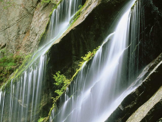 Waterfall cascading water lush green #4 free wallpaper - medium preview image