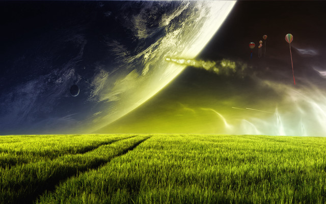 Green field sky background distant free wallpaper - medium preview image