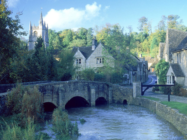 River village bridge church clock #2 free wallpaper - medium preview image