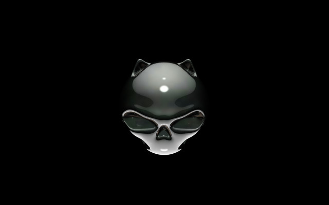 Cat skull black white background free wallpaper - medium preview image