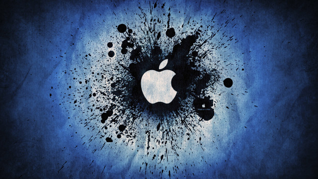 Apple logo blue dots paint free wallpaper - medium preview image