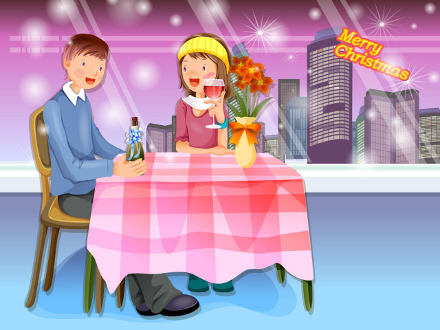 Man woman table wine bottle #4 free wallpaper - medium preview image