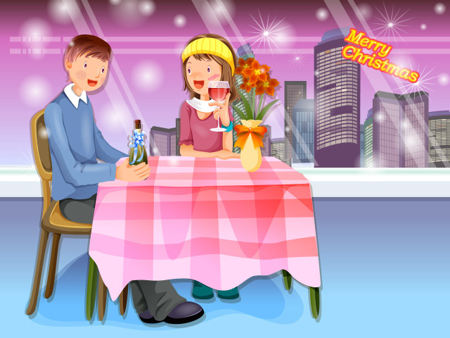 Man woman table wine bottle #5 free wallpaper - medium preview image