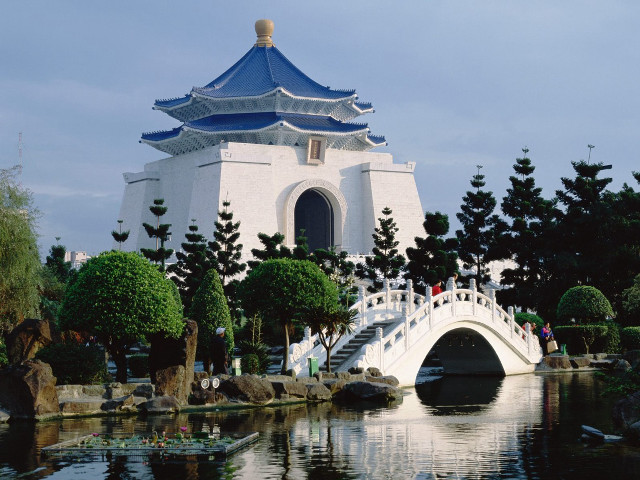 White building blue roof bridge #2 free wallpaper - medium preview image