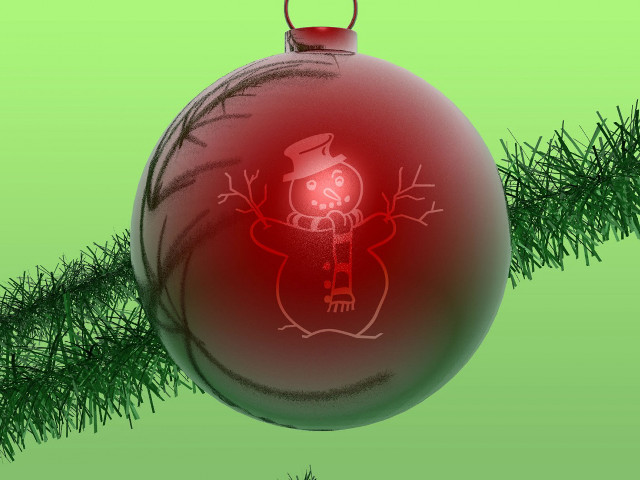 Red ornament snowman green background #2 free wallpaper - medium preview image