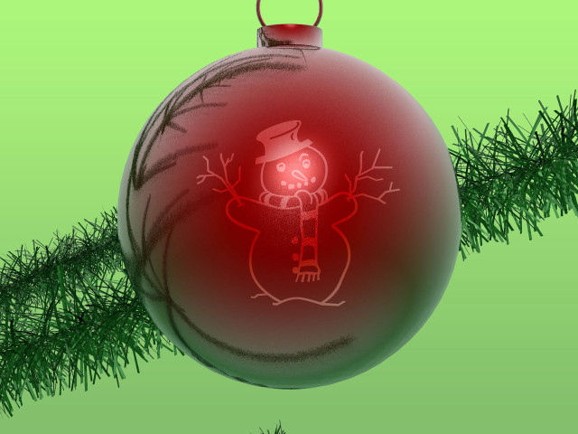 Red ornament snowman green background #4 free wallpaper - medium preview image