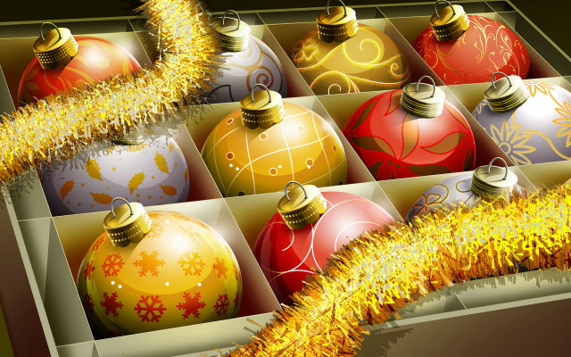 Christmas ornaments colorful box yellow free wallpaper - medium preview image