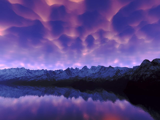 Mountain lake purple sky clouds free wallpaper - medium preview image