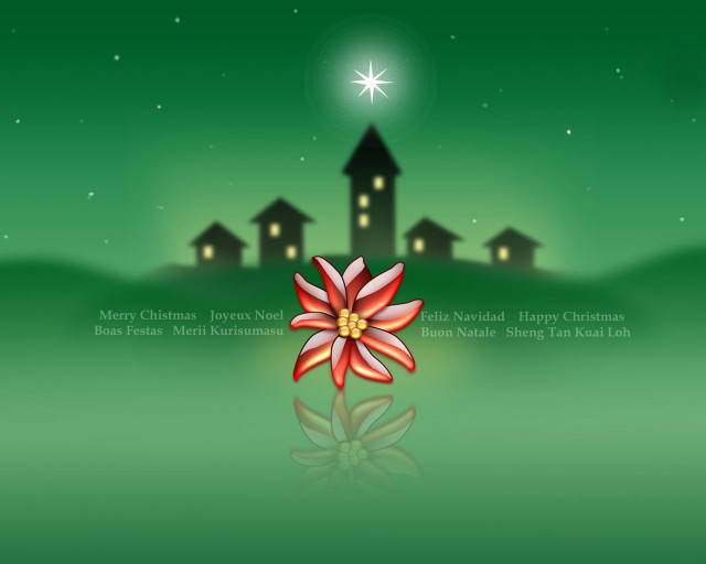 Christmas card red flower house #3 free wallpaper - medium preview image