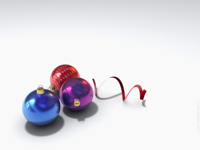 Three shiny christmas ornaments red free wallpaper - medium preview image