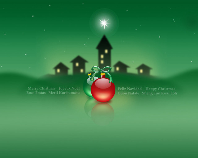 Christmas apple green background house #3 free wallpaper - medium preview image