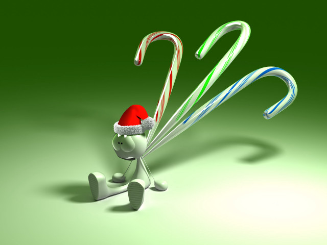 3d character carrying candycanes santa free wallpaper - medium preview image