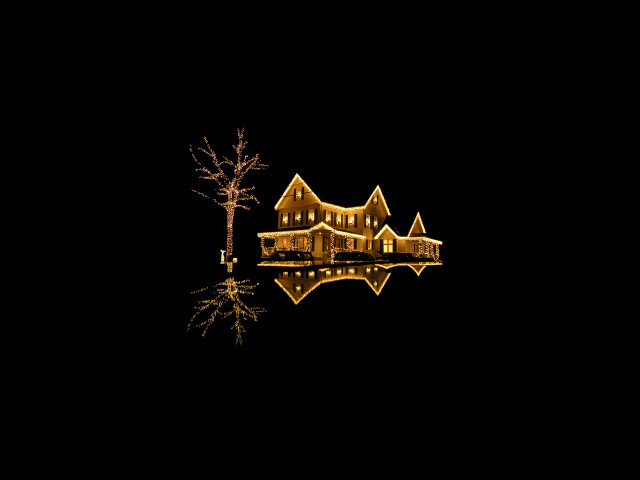 House reflection water night tree free wallpaper - medium preview image