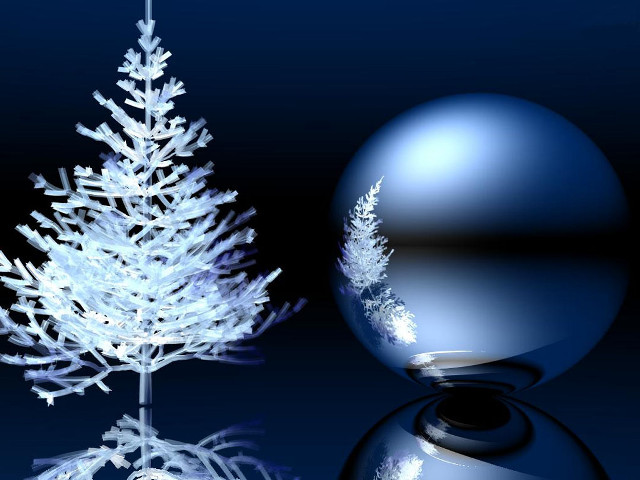 Blue christmas tree shiny ball free wallpaper - medium preview image