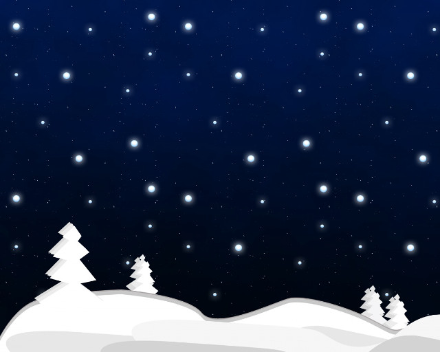 Snowy night hill trees full free wallpaper - medium preview image