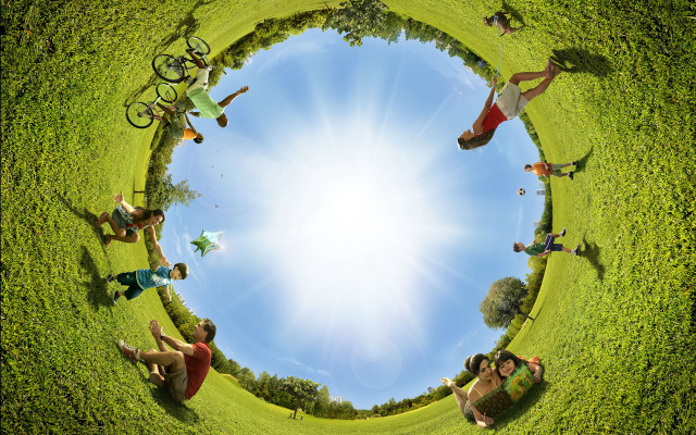 People grass circle sky sun free wallpaper - medium preview image