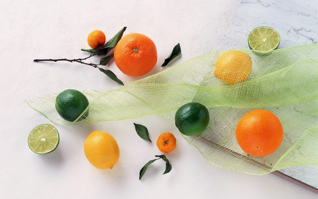 Citrus fruits table green netted #3 free wallpaper - medium preview image