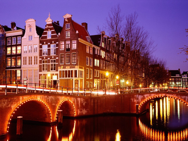 Bridge river lit building night #3 free wallpaper - medium preview image