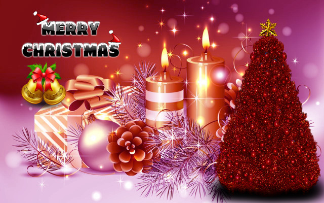 Christmas tree presents candles merry free wallpaper - medium preview image