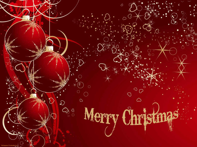 Red christmas card ornaments snowflakes free wallpaper - medium preview image