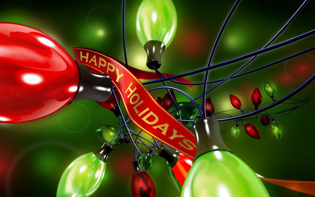 Red happy holidays sign lights free wallpaper - medium preview image