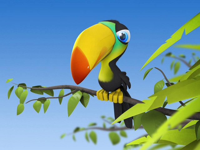 Colorful bird branch leaves neck #6 free wallpaper - medium preview image