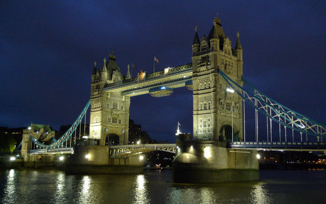 Bridge lit up night boat free wallpaper - medium preview image