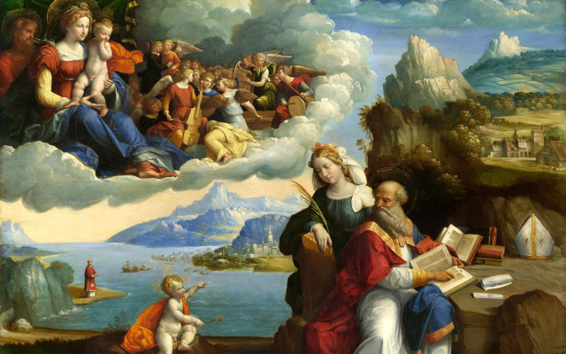 People landscape clouds mountains group free wallpaper - medium preview image