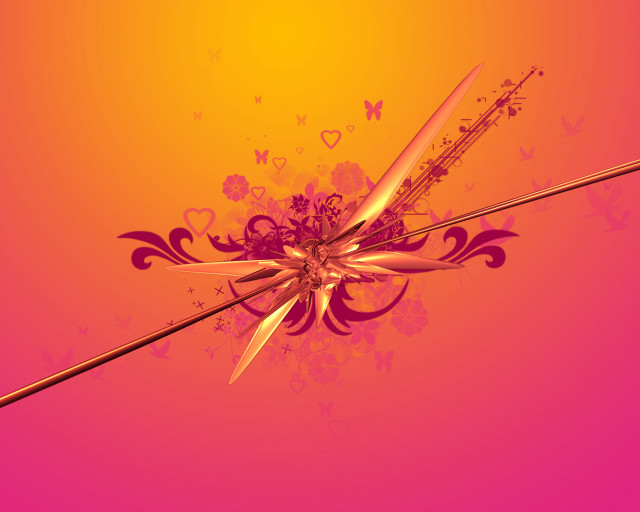 Pink yellow background flower scissors free wallpaper - medium preview image