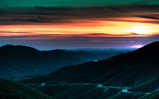 Sunset valley winding road foreground #5 free wallpaper - medium preview image