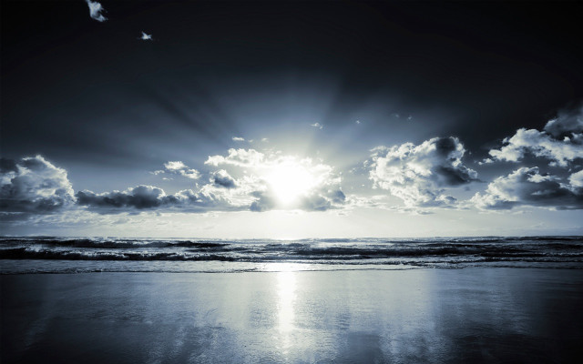 Sunshine clouds ocean beach waves #4 free wallpaper - medium preview image