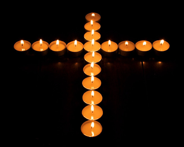 Candles cross table dark night free wallpaper - medium preview image