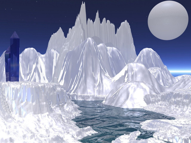 Mountain lake icebergs moon night #2 free wallpaper - medium preview image