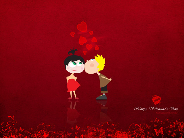 Couple kissing red background hearts #3 free wallpaper - medium preview image