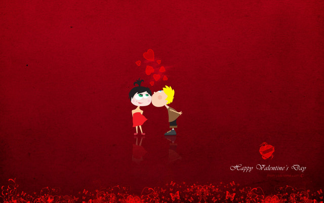 Couple kissing red background hearts #8 free wallpaper - medium preview image