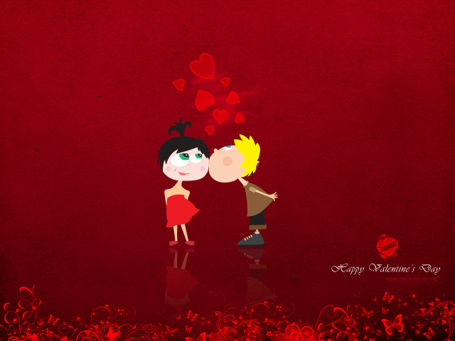 Couple kissing red background hearts #4 free wallpaper - medium preview image