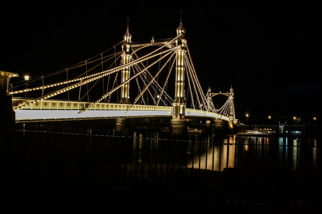 Bridge lit night reflection water free wallpaper - medium preview image
